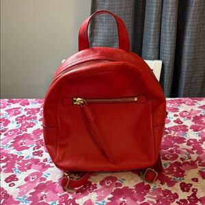 Fossil Cherry Red Leather Backpack